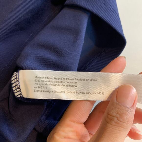 Eloquii Dress Womens 16 Nautical Ruched Ribbed Stretch Sleeveless Mock Neck Midi - Picture 12 of 14